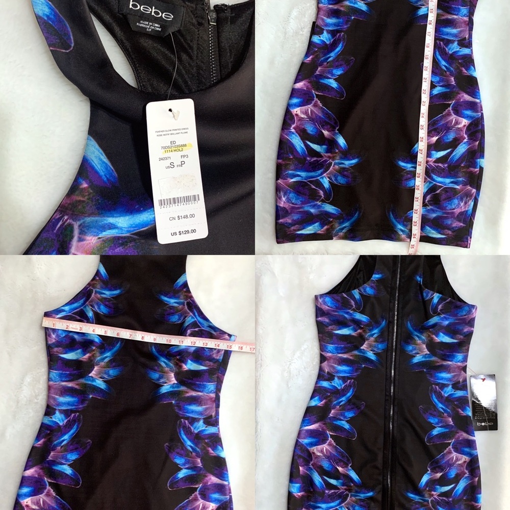 NWT Bebe Feather Glow Printed Dress - Picture 8 of 8